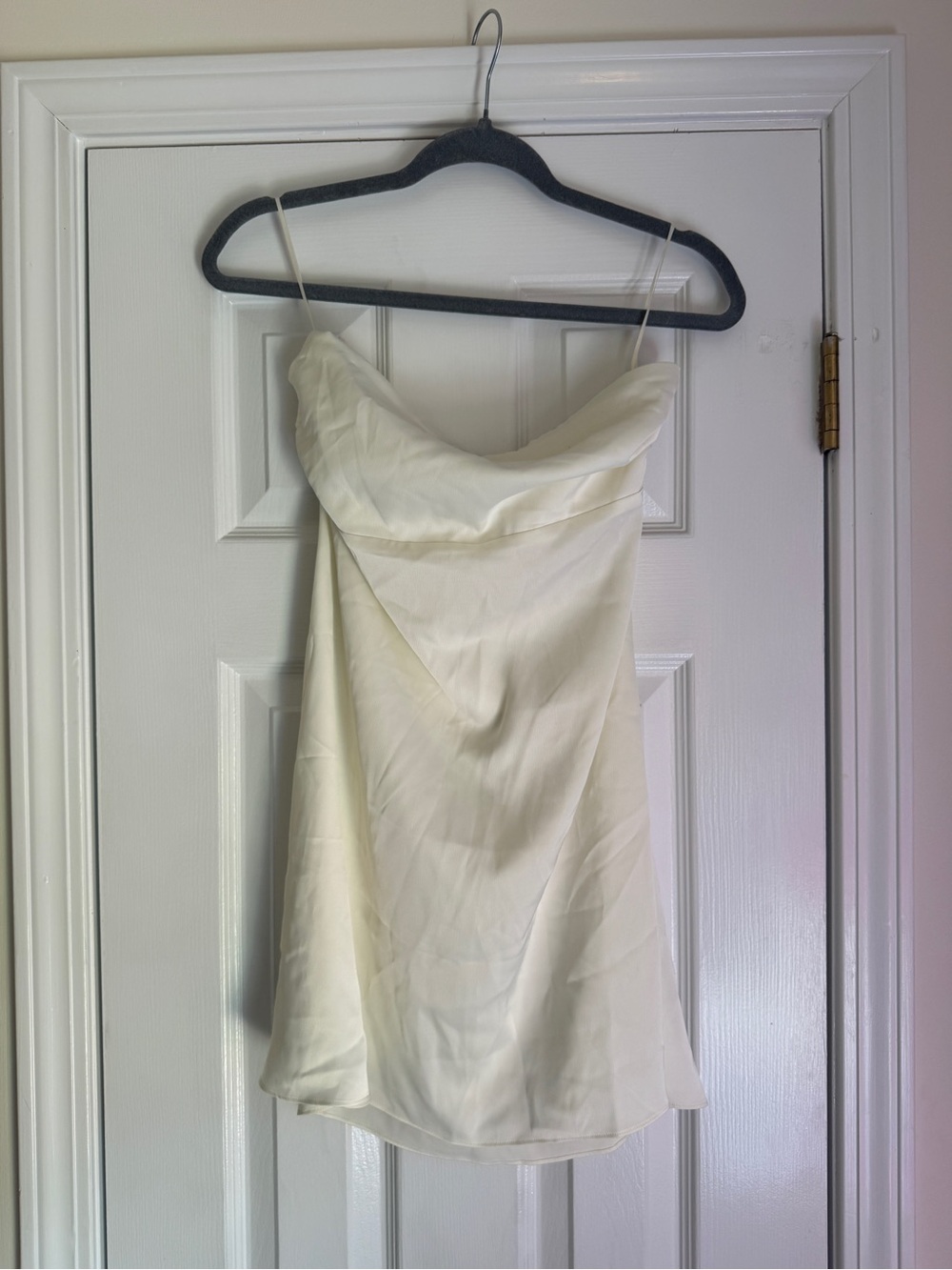 NWT- Strapless White Satin Mini Dress